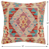 handmade Traditional Pillow Red Blue Hand-Woven SQUARE 100% WOOL Hand woven turkish pillow2' x 2'